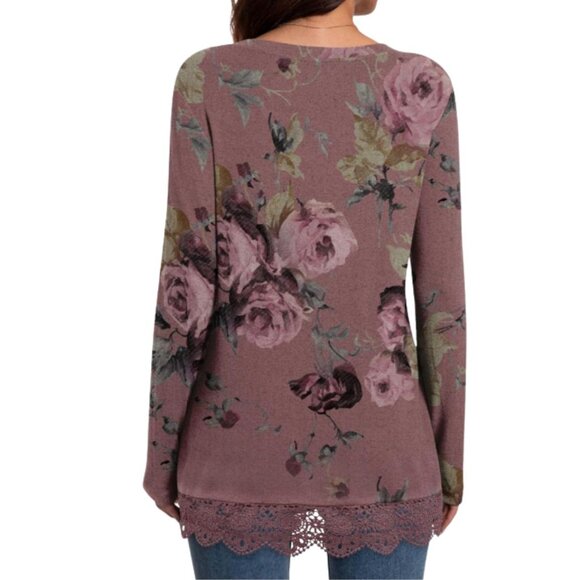 NETSMILE WOMEN'S TUNIC TOP WITH LACE HEM - Picture 4 of 4